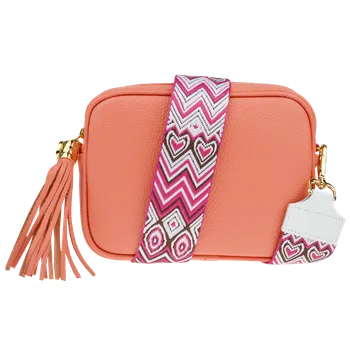 NovaKabelka.cz Kožená italská crossbody kabelka Bala Salmone s přídavným popruhem I