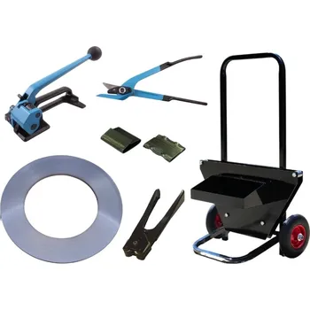 Obalový materiál Sada ocelové vázací pásky, napínače, odvíječe, kleští, nůžek a kovových spon