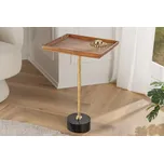 Odkládací stolek TRAYFUL 55cm čtvercový 35cm akátová deska a mramorová základna