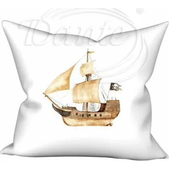 Polštář Dante Povlak na polštářek Pirátská loď hnědá - 40 x 40 cm
