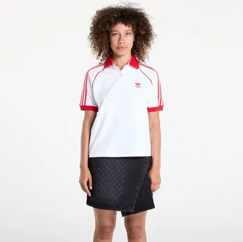 Dámské tričko Tričko adidas SST Adicolor Short Sleeve Polo White/ Better Scarlet L