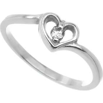 Prsten Argento 72109 Stříbrný prsten - srdíčko, čirý kulatý zirkon | Velikost prstenu: 53mm