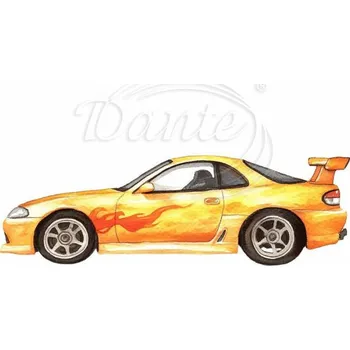 Textilní nažehlovací páska Dante Nažehlovačka Auto drift žluté - 6 x 2 cm