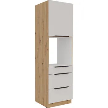 Kuchyňská linka Kuchyň Solea, vysoká skříň 60 DPS-210 3S1F Premium Box, kašmír/dub artisan