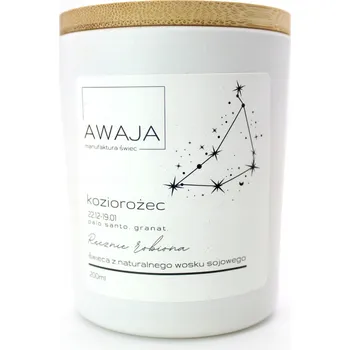 Svíčka Zodiakální svíčka Kozoroh – bílá, sójová, vonná, ruční výroba, dárek