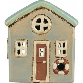 Svícen KERAMICKÝ DOMEČEK SVÍCEN KAMIENKA LUCERNA na čajovou svíčku Løkken grey w/mi