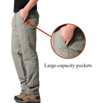 Pánské kalhoty Pánské bavlněné cargo kalhoty – elastický pas, volný střih Barva: Světle Šedá, Velikost: 4XL