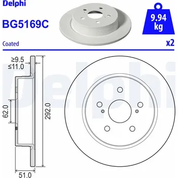 Brzdový kotouč Brzdový kotouč DELPHI BG5169C