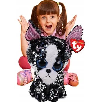 plyšák Velké plyšové hračky TY Beanie Cekinový teriér 24 cm - HEZKÝ