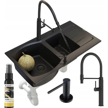 Granitový dřez Dvoukomorový dřez Granitan Master granit černý