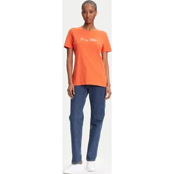 Pánské tričko Tommy Hilfiger T-Shirt Script WW0WW45746 Oranžová Regular Fit XXS