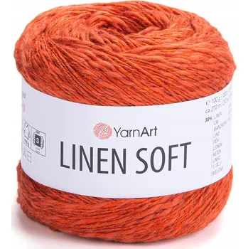 Příze Vlna YarnArt Linen Soft / 100 g / len viskóza bavlna / 7310 / cihla