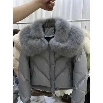 Dámská parka Best Fashion péřová zimní bunda All Gray M