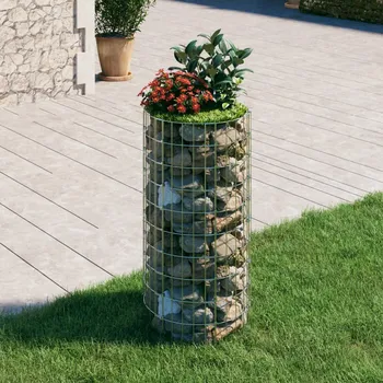 Plot Kruhový gabionový sloupek pozinkovaná ocel Ø 50 x 100 cm Stříbrná 152016