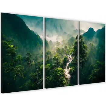 Obraz Velký Obraz Les Dekorace na zeď Krajina Hory Triptych na Plátně 90x180cm