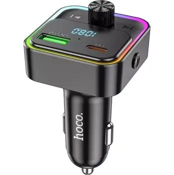 FM transmitter Transmiter FM Bluetooth Hoco E81, 1x USB A, 1x USB C, PD 30W, QC 3.0, barva černá