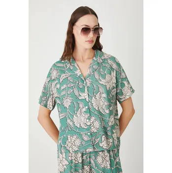 Dámská halenka Halenka Medicine dámská, tyrkysová barva, vzorovaná RW25.BKD011 65A, vel. S