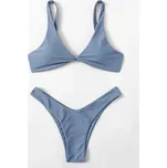 Dámské dvoudílné plavky s vysokým pasem – jednoduchý střih Barva: Šedá, Velikost: L