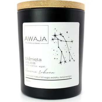 Svíčka Zodiakální svíčka Blíženci – černá, sójová, vonná, ruční výroba, dárek