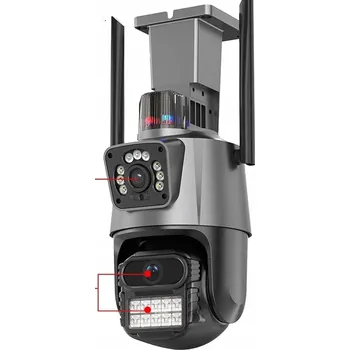 IP kamera Venkovní 4G LTE kamera na SIM kartu GSM Otočná V380 Pro Dva Objektivy