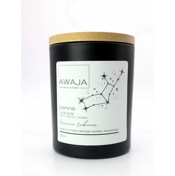 Svíčka Zodiakální svíčka Panna – černá, sójová, vonná, ruční výroba, dárek