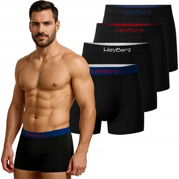 Pánské spodní prádlo HøyBerg - Pánské boxerky ve skandinávském stylu, sada 4 kusů, Bavlna, velikost L