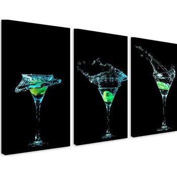 Obraz Obrazy na plátně do obýváku Triptych na zeď Martini s limetkou 90x180