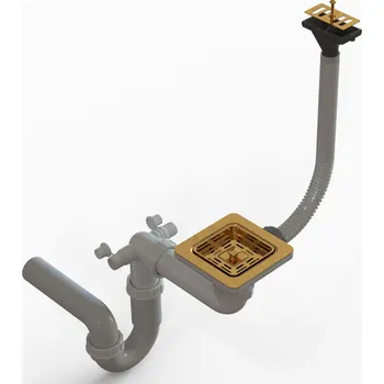 Sifon MANUÁLNÍ PŘÍSTĚNNÝ DŘEZOVÝ SIFON JEDNOKOMOROVÝ YORK ZLATÝ