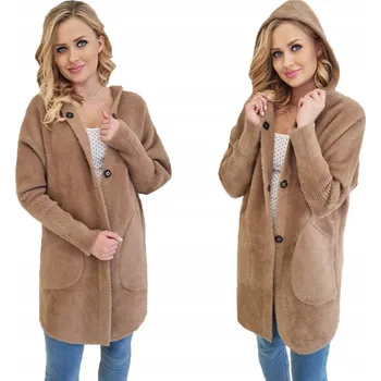Dámský kabát Svetr alpaka s kapuce, vlněný, oversize