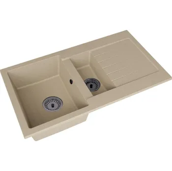 Granitový dřez Granitový dřez ATENA BÉŽOVÁ + černý sifon 90 x 50,5 x 20cm
