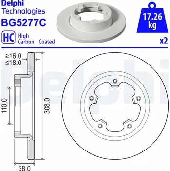Brzdový kotouč Brzdový kotouč DELPHI BG5277C