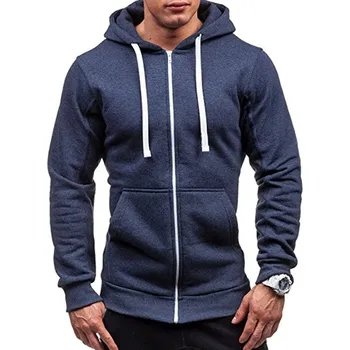 Pánská mikina Pánská mikina na zip s kapucí – jednoduchý sportovní styl Barva: Tmavě Modrá, Velikost: L