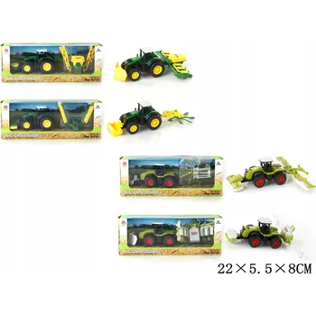 autíčko TRAKTOR SE ZEMĚDĚLSKÝM STROJEM V KRABICI