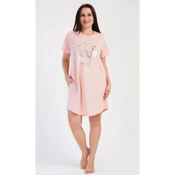 Dámské šaty Dámské domácí šaty s krátkým rukávem Motýl - lososová - 3XL