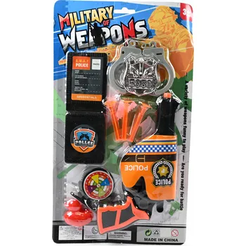 Dětská zbraň POLICEJNÍ SADA PRO DĚTI: PISTOLE NA ŠIPKY, POUZDRO, ODZNAK, BEZPEČNÉ KAJÍDANKY