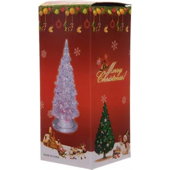 Vánoční dekorace STROMEČEK BROKAT MALÝ SVÍTÍCÍ 15 x 6 x 6 cm plast bílá 1