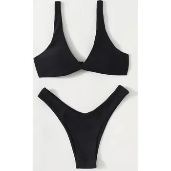 Dámské plavky Dámské dvoudílné plavky s vysokým pasem – jednoduchý střih Barva: Černá, Velikost: XS