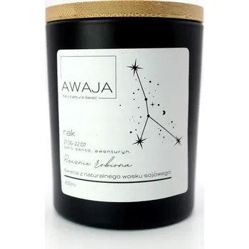 Svíčka Zodiakální svíčka Rak – černá, sójová, vonná, ruční výroba, dárek