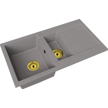 Granitový dřez Granitový dřez ATENA ŠEDÁ +zlatý sifon 90 x 50,5 x 20cm