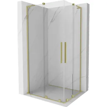 Mexen Velar L Duo posuvná sprchová kabina 90 x 80 cm, průhledná, zlatá kartáčovaná - 871-090-080-02-03-55 Sprchové kouty
