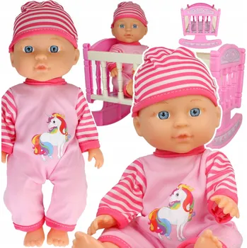 Panenka Stator Z2114 Panenka miminko 28 cm v oblečku a čepičkou s kolébkou