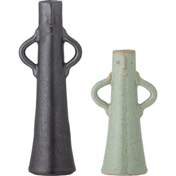 Váza Bloomingville, Dekorativní vázy Rhett černé a zelené 2 ks - Formadore