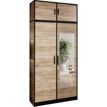 Šatní skříň Skříň se zrcadlem DIOR dub craft zlatý 2D s nástavcem 105