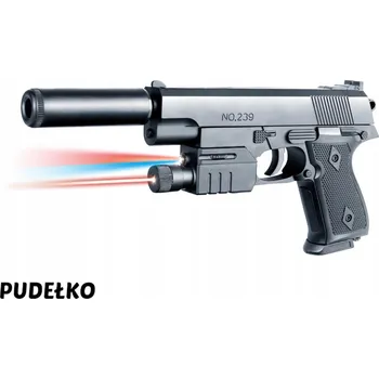 Dětská zbraň IMITACE ZBRANĚ PISTOLE NA KULIČKY TLUMIČ LASER