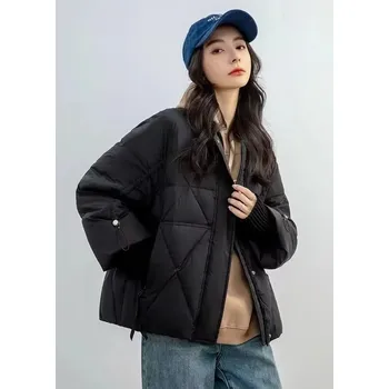 Dámská parka Dámská bunda s pletenými rukávy – baseballový styl Barva: Černá, Velikost: S