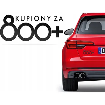 Vtipná reflexní nálepka na auto KUPIONY ZA 800+ - černá reflexní