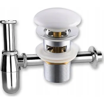 Sifon SADA: UZÁVĚR KLIK-KLAK S PŘEPADEM, KERAMICKÝ BÍLÝ + UMYVADLOVÝ SIFON