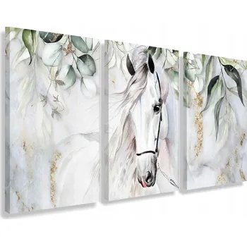 Obraz Obrazy na plátně do obýváku Nástěnná dekorace Závěsné listy Bílý kůň 90x180