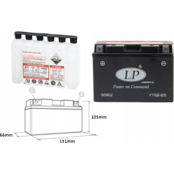 Motobaterie LANDPORT AKUMULÁTOR YT9B BS 12V 8AH 150X70X105 BEZ