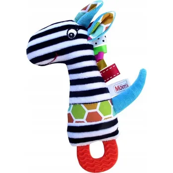 Kousátko na prořezávání zoubků s chrastítkem Mom's Care, látkové, vícebarevné